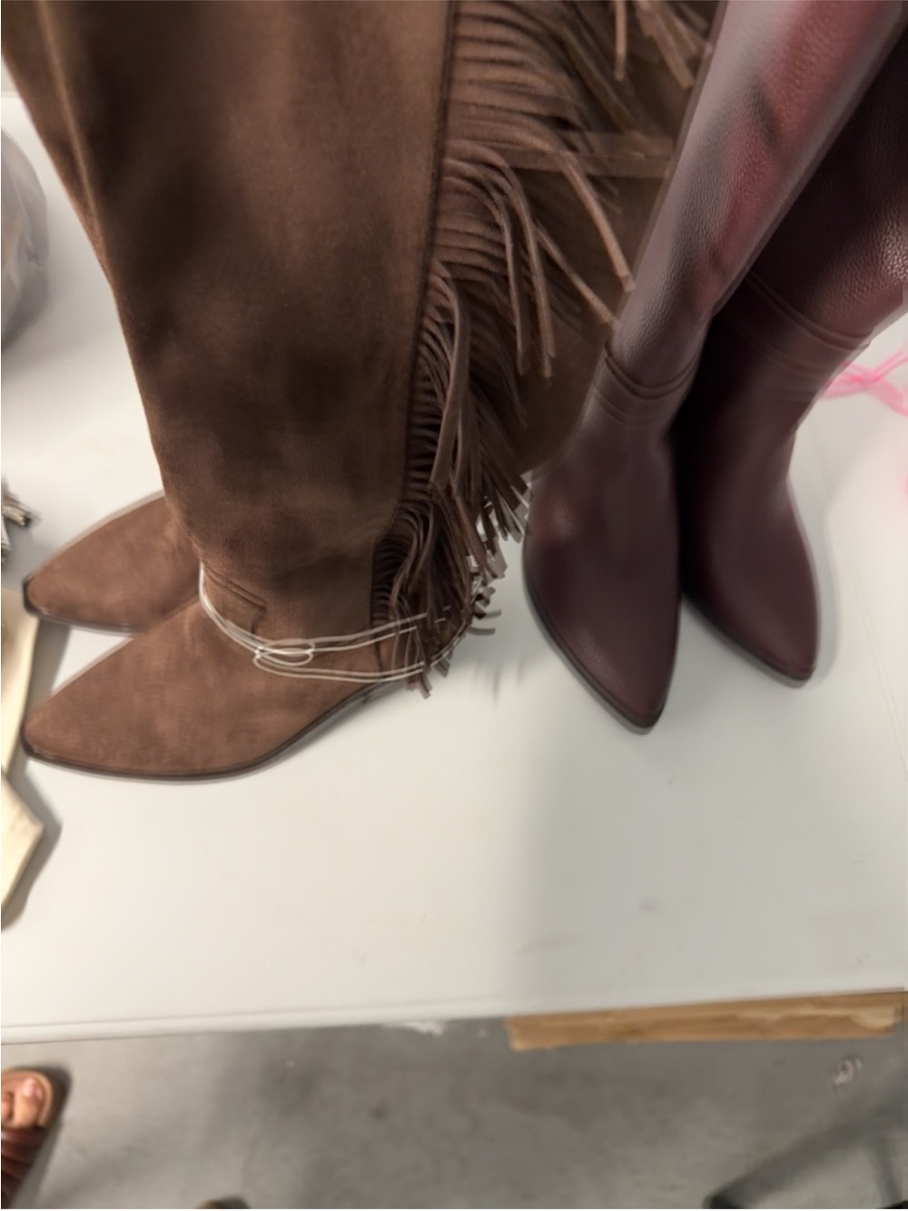Women's Fringe Suede Knee-High Boots - Brown size 7 new universal thread brand